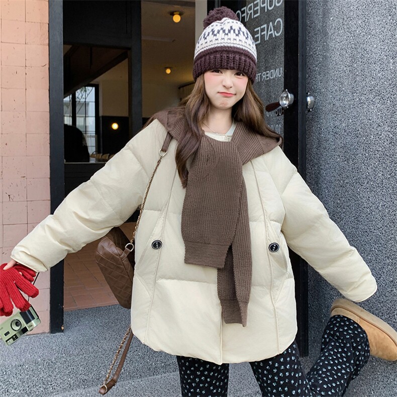 2楼002-2682-P275K378新款休闲气质百搭可爱羽绒服连帽可拆卸，女装羽绒服，千寻