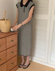 夏季新款潮牌港味复古修身显瘦女士条纹连衣裙，女装连衣裙，琳华羊绒