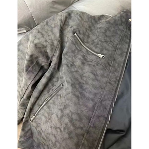 美式复古机车磨砂拼皮潮牌立领棒球服飞行皮衣夹克外套JK3606-P85图片