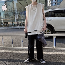 020春夏季破洞男士无袖T恤恤背心汗衫短袖601-1-T103，男装背心/马甲，星座601-1