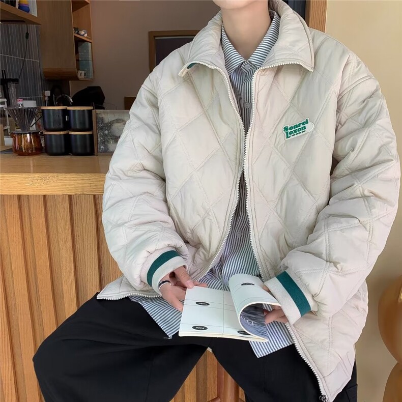 菱格棉服男冬季潮牌ins宽松加厚棒球服外套WM82P68,男装棉衣,星座1116-2