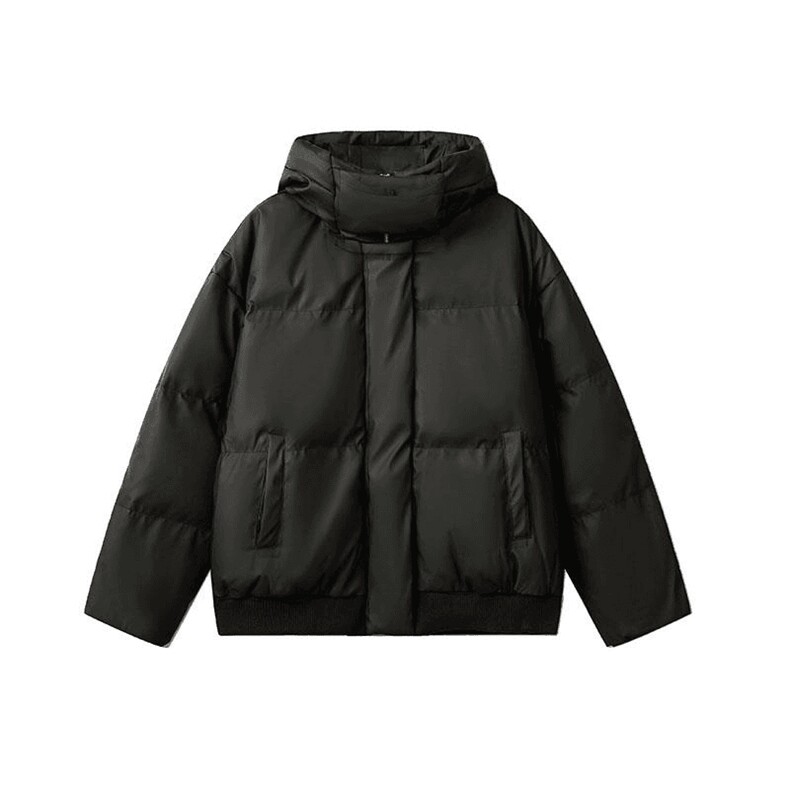 现货5W件冬季三防重磅boxy短款羽绒连帽PU皮棉衣外套防风加厚棉服,男装棉衣,电商A486