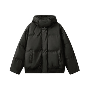 现货5W件冬季三防重磅boxy短款羽绒连帽PU皮棉衣外套防风加厚棉服图片