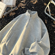 秋季新品潮牌轻奢高级感时尚休闲拼接半拉链纯色卫衣男女同款简约，男装卫衣，星座601-1