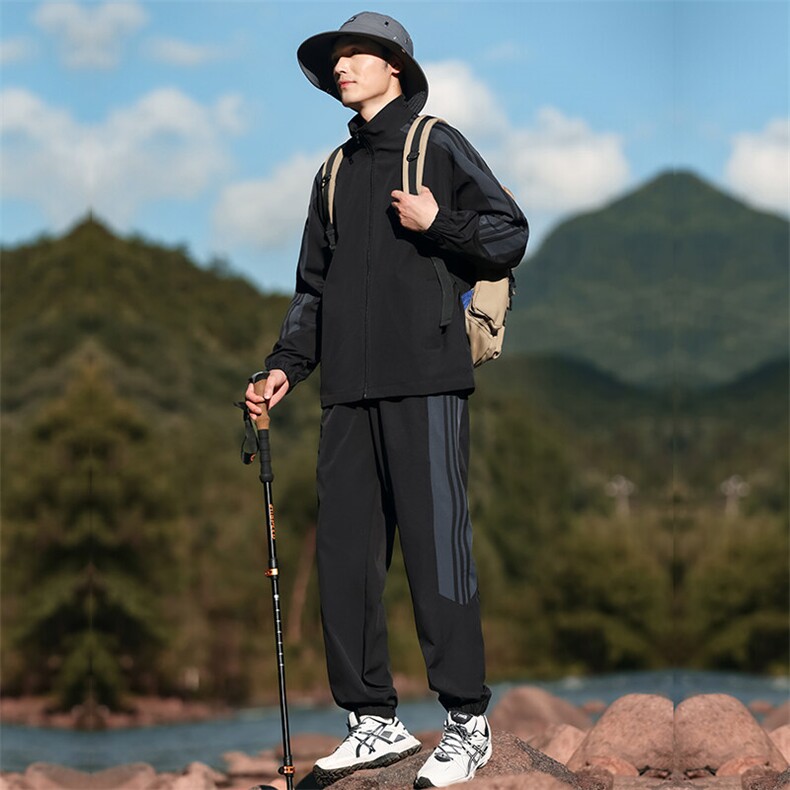 秋季新款现货主推大码港风情侣立领休闲运动户外登山套装男D02P65,男装休闲套装,电商B226-2（原B217-2）