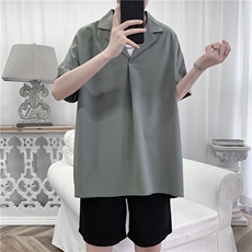 C2040/P35男士夏季套头衬衫男短袖衬衣韩风设计宽松薄款大码上衣，男装衬衫，电商A141