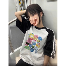 黑袖拼白灰