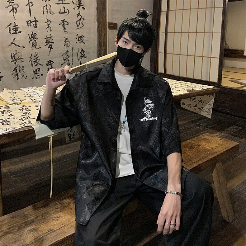 2025 夏季新款 港风新中式大码龙纹提花衬衫M-5X HC24223-特P35图片