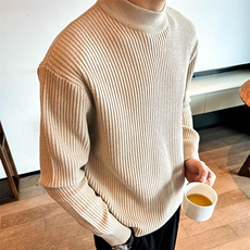 现货男生打底衫毛衣半高领条纹针织衫W6005-P45，男装针织衫/毛衣，星座1012-1
