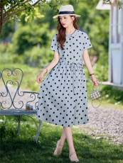 高端气质波点棉麻连衣裙2026新款今年流行a字裙巨好看的裙子，女装连衣裙，倪叶myz