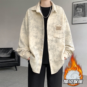 8XL-M秋冬款加绒加厚衬衫男做旧脏脏保暖外套大码衬衣CS29002P65图片