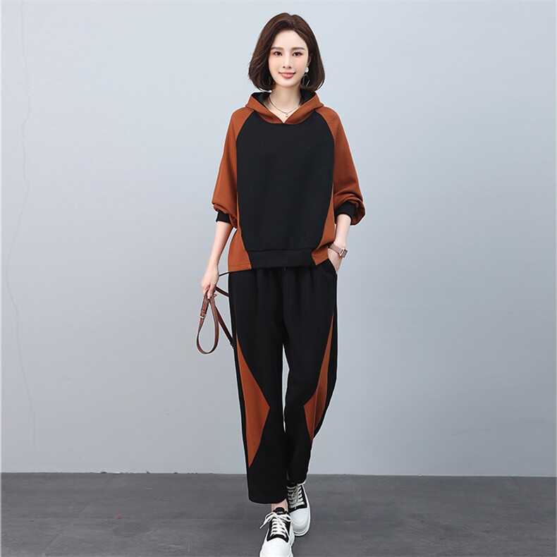 大码休闲运动套装女春秋季2025新款时尚高级感减龄卫衣搭配一整套图片