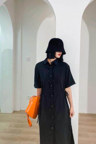 现货夏季天丝腰部收绳连衣裙，女装连衣裙，储辰