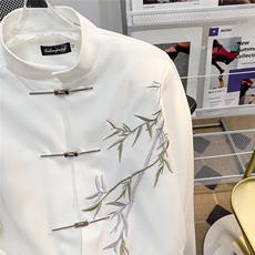 新中式复古立领翠竹风西服外套男小众金属飞机扣装饰宽松上衣，男装西服，星座601-2