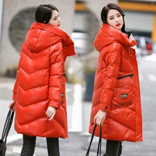 2022年冬季新款简约优雅气质时尚休闲中长款保暖舒适连帽棉衣，女装棉衣/棉服，依如秀(原杭风阁)