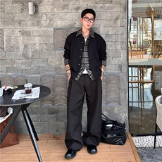 JK728-S-2XL-特P68-现货！假两件拼接新贵衬衫针织衫外套，男装针织衫/毛衣，星座1811B