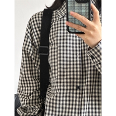 潮流格子衬衫港风情侣装穿搭宽松休闲长袖衬衣CS067-P40，男装衬衫，星座301C-5