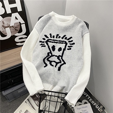 针织衫男韩版拼色海绵宝个性帅气2025冬季新款ins毛衣MZ212-P43，男装针织衫/毛衣，星座412