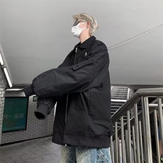 垂感撞色长袖衬衫男春秋宽松设计感轻奢拼接v领衬衣潮，男装夹克，星座716-3