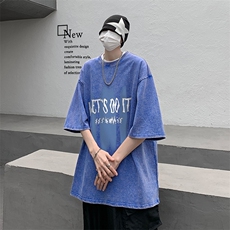 B239-1060-P38重磅美式复古水洗做旧字母几何图印花短袖T恤，男装T恤，星座514-2(原B239)