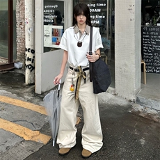 得物抖音高品质二开夏季美式潮牌假两件格子衬衫翻领高街短袖T恤，男装T恤，电商A486