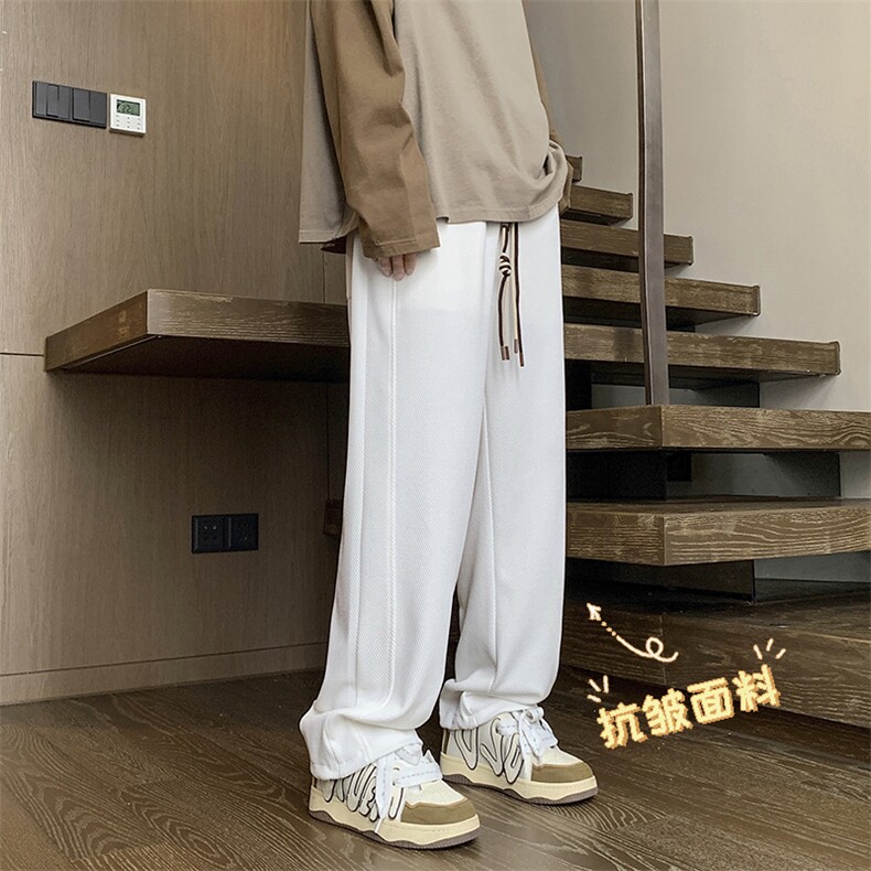华夫格休闲卫裤男款春秋季美式潮牌直筒宽松运动裤子K937-特批32,男装休闲裤,星座718-1