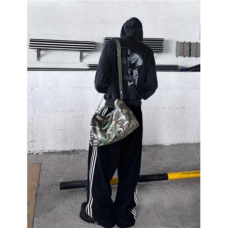 美式条纹运动风卫裤男女春秋季街头三条杠徽章直筒宽松百搭休闲裤,男装休闲裤,四季星座505
