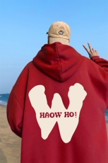 ！秋季重磅宽松大码港风W英文印花连帽卫衣LW105-特p35，男装卫衣，星座508（原C305）