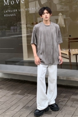 8XL-M特大码夏季短袖冰丝皱感透气T恤男潮垂感宽松半袖DX305P45，男装T恤，电商D206-1