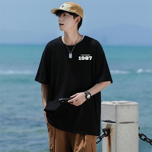 T1987夏季休闲圆领大码多色印花T恤衫男女班服团队服纯棉TEE图片