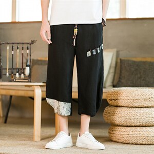 亚麻七分裤男2025夏季宽松男装风休闲裤亚麻309B-4-K40-P33图片