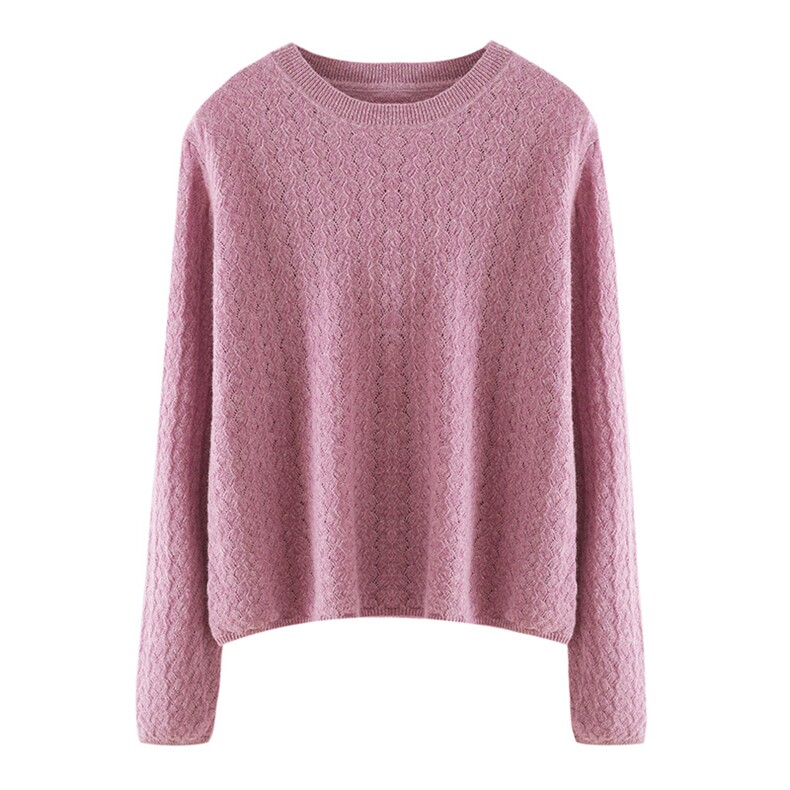 2025年秋季新款席编镂空款针织羊绒衫时尚休闲通勤百搭，女装羊绒衫，博友羊绒