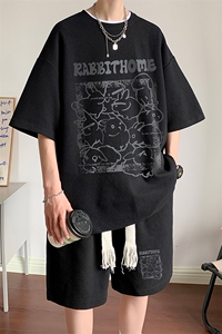 套装！华夫格套装男T恤短裤两件套大码港风TZ121-P50图片
