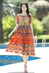 现货真丝绉连衣裙，女装连衣裙，欧雅斯丹·尔