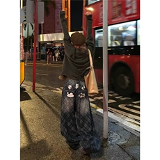 美式高街牛仔裤男秋冬新款休闲宽松直筒阔腿裤欧美风潮牌满印裤子，男装牛仔裤，星座601-1