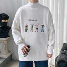 M18043-P45加绒款-P65半高领毛衣男士大码针织衫男毛线衣男，男装针织衫/毛衣，电商A040