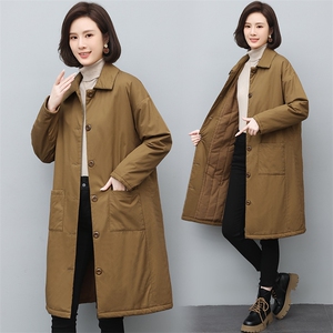 时尚百搭中长款棉衣外套女冬季新款宽松显瘦保暖棉服图片