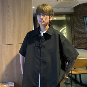 ！2025夏季新款男士新中式短袖衬衫情侣纯色衬衣CS100特P30图片