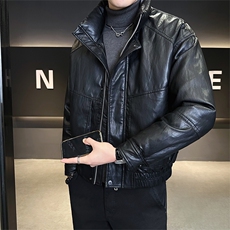 标50绒皮羽绒服男士立领短款潮牌外套8529-P235(控券后318)，男装羽绒服，电商B338