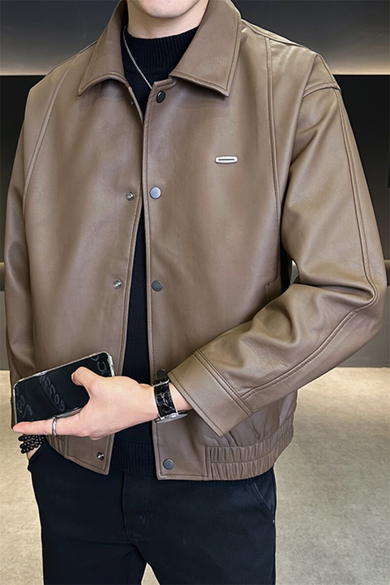 2025新款秋季皮衣外套男高级感潮牌机车皮夹克A313-PY908-P135,男装皮衣,电商A313