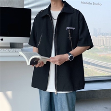 2025文艺夏季青春流行男纯色宽松型日系衬衫HC04，男装衬衫，星座1108