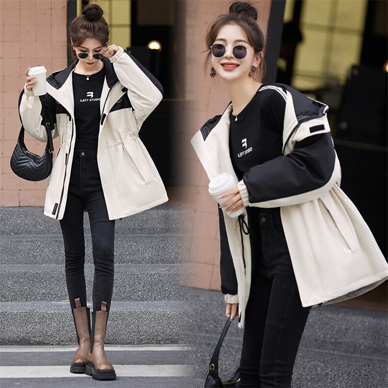 现货！女冬季新款韩版休闲宽松白鸭绒冲锋衣派克服羽绒服，女装羽绒服，艾仟回(原伊仟回)