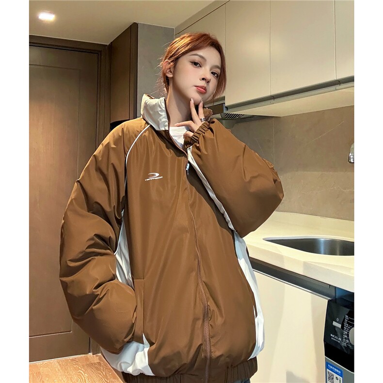 中性风冬装双面穿条纹织带棉服拼色棉衣休闲外套男G1101P138,男装棉衣,电商A339