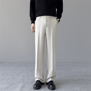 休闲西裤男士半松紧腰设计百搭宽松垂感西装直筒裤男潮7833 P42，男装西服套装，星座410-2