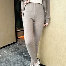 2025年秋季新款女士束口包裆针织羊绒打底裤时尚休闲通勤百搭，女装打底裤，高粱穗羊绒