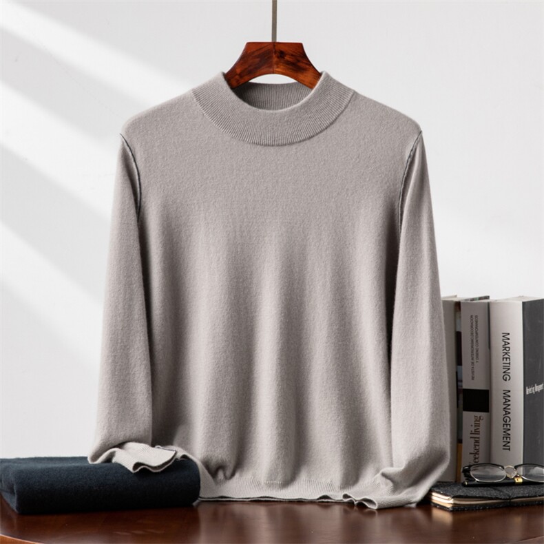 2025年秋季新款百搭女士小山羊绒重工半高领羊绒衫，男装羊绒套衫，台绒羊绒