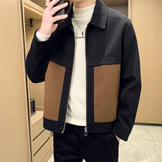 男新款呢子大衣秋冬妮子毛呢拼色宽松夹克外套A236-JK-5052-P135，男装夹克，电商A236