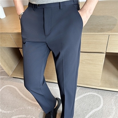 藏青色九分裤
