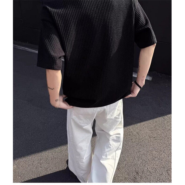 M577-P30夏季坑条短袖T恤男装半袖肌理感青少年上衣潮,男装T恤,星座617A-1（原B318A）