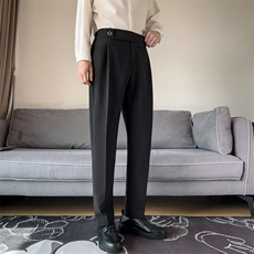 小西裤男九分修身直筒休闲裤男士高级垂感黑色西装长裤子潮KA513，男装西裤，星座1116A-2（原606A-1）